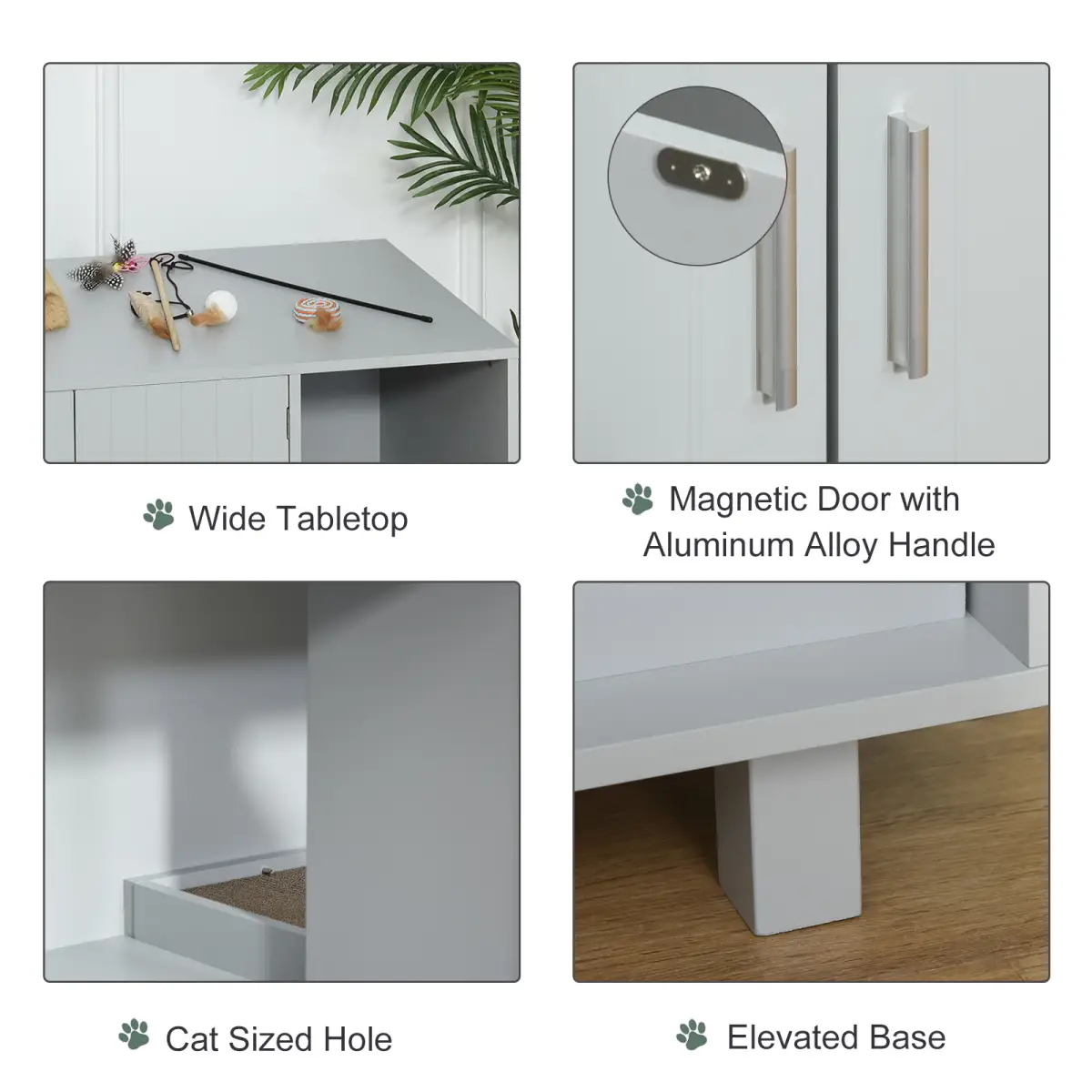 Unbranded Indoor Feline Cat Box Furniture Kitty Table w/ Scratch & Magnetic Doors, Grey - Cat House