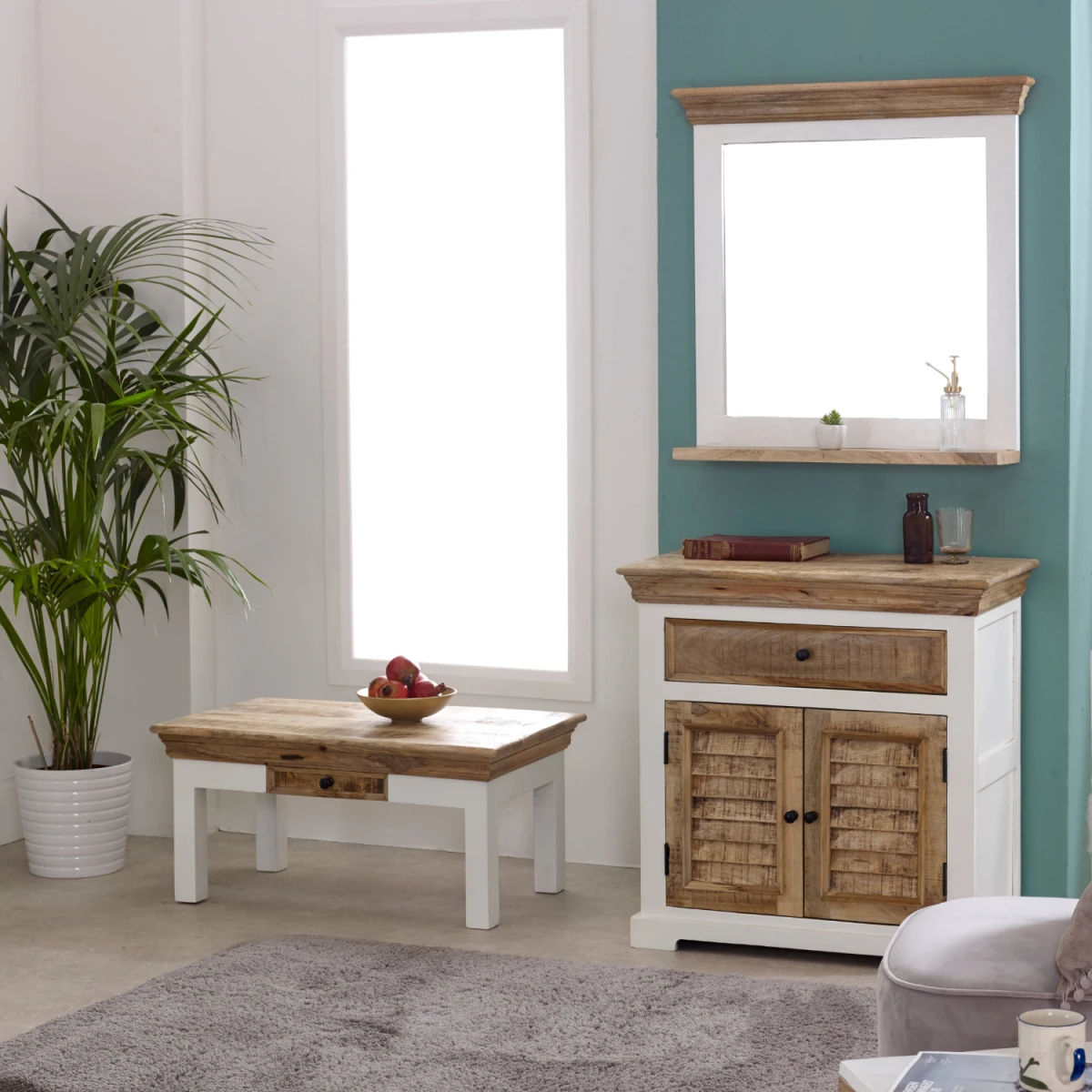 Indian Hub Alfie Coffee Table 26x32x5cm Drawer Living Room - Coffee Table