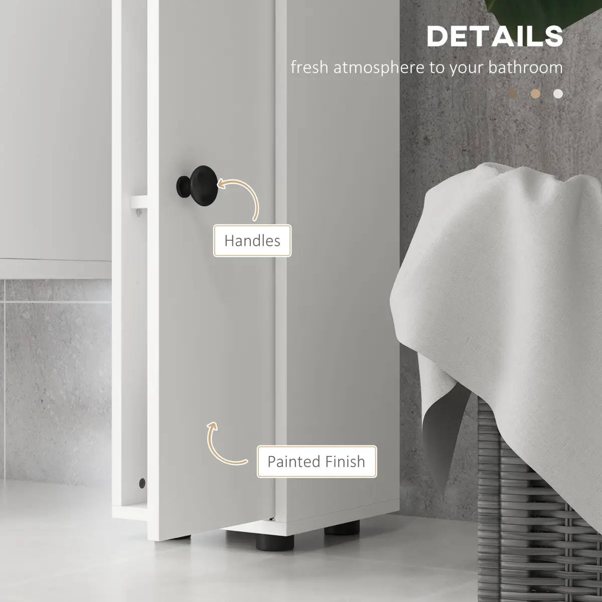 kleankin Kleankin Slim Bathroom Cabinet, Toilet Roll Storage w/ Open Shelves, White - Display Cabinet
