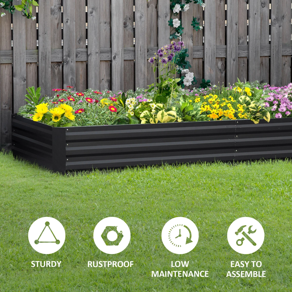 Outsunny Outsunny Raised Garden Bed 120x80cm Open Bottom Outdoor - Planters