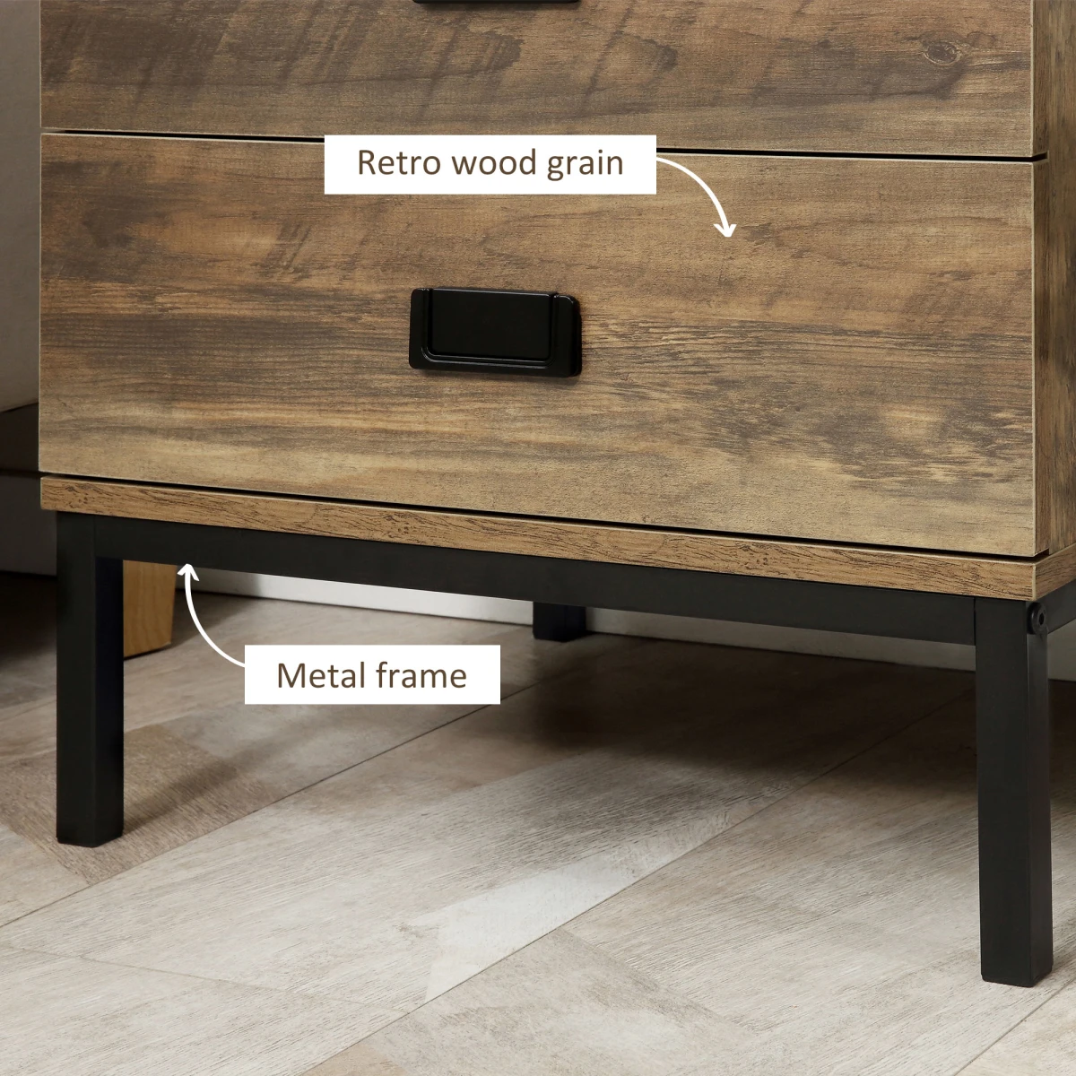 HOMCOM Faded End Table 2-Drawer Storage Bedroom - Coffee Table