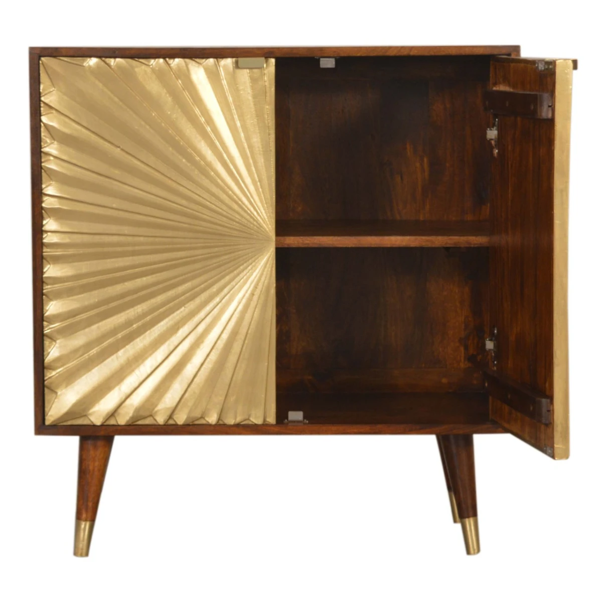 Artisan Cabinet H80cm Mango Wood Brass Doors Sunburst Pattern For Living Room Storage by Artisan Furniture