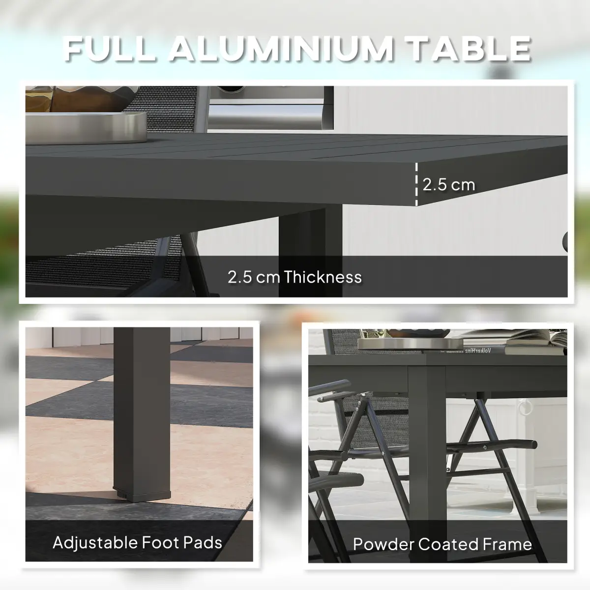 Outsunny Outsunny Extending Garden Table with Slatted Top, 160/220 x 90 x 73 cm, Grey - Garden Table