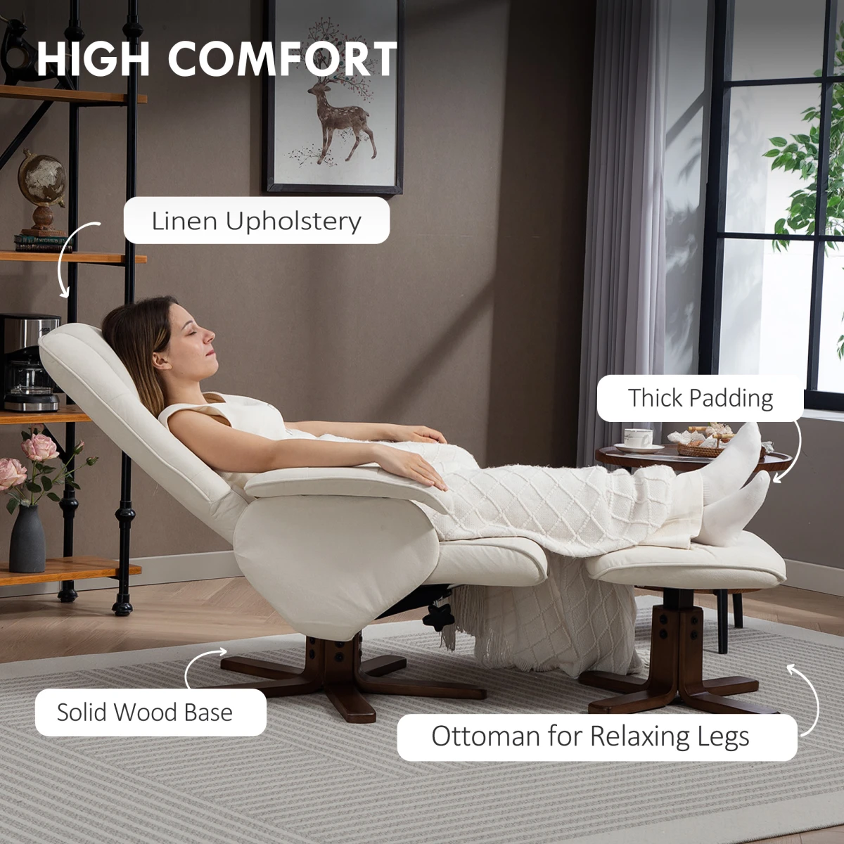 HOMCOM HOMCOM Swivel Recliner Chair Size M With Footstool For Rest - Recliner
