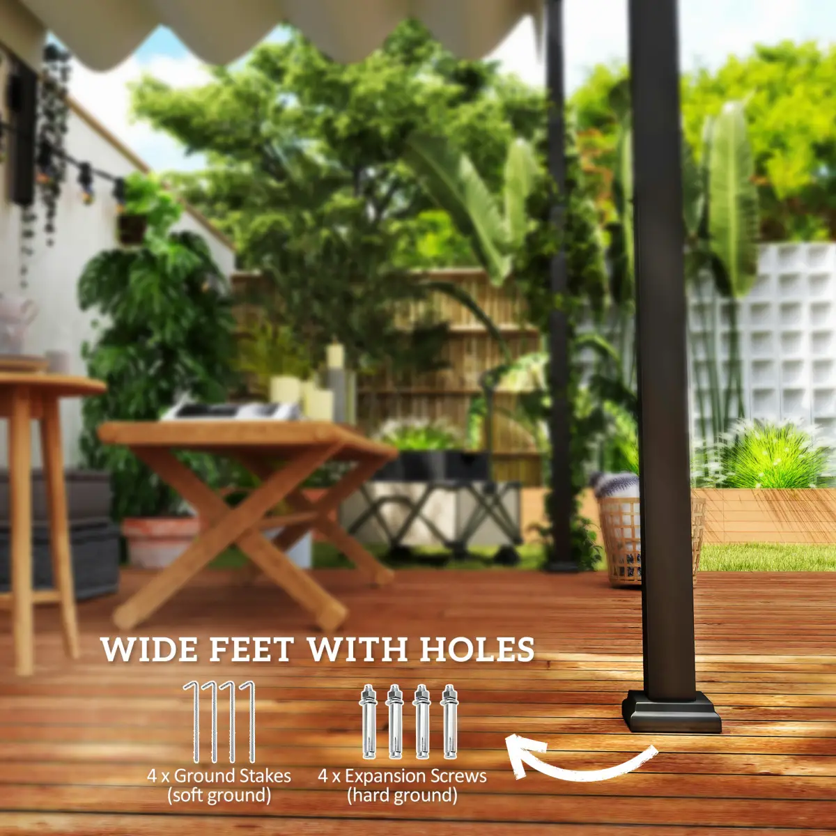 Outsunny Outsunny 2 x 3(m) Wall Mounted Pergola with Retractable Roof, Khaki - Gazebos