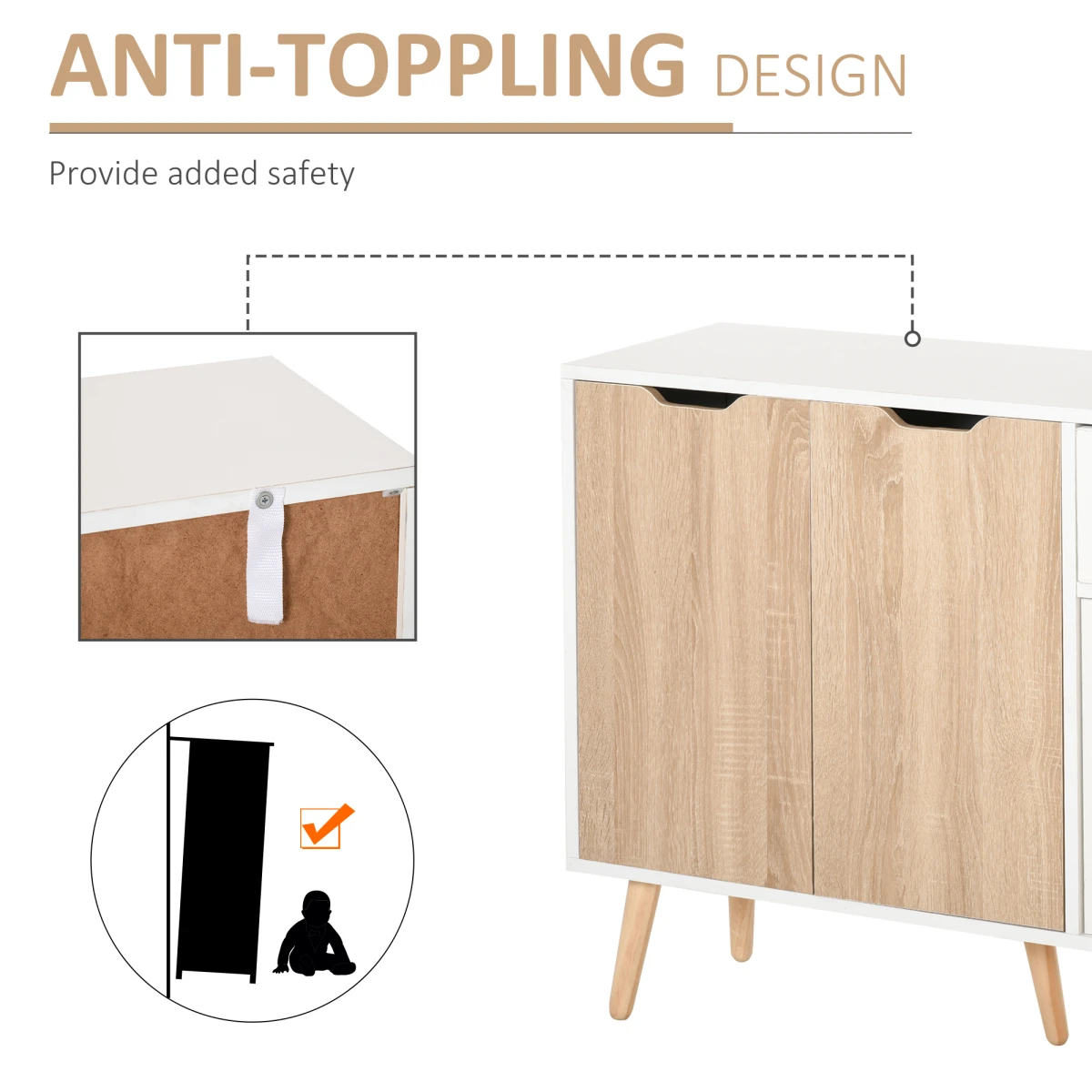Modern Scandi Sideboard With Four Compartments by Unbranded