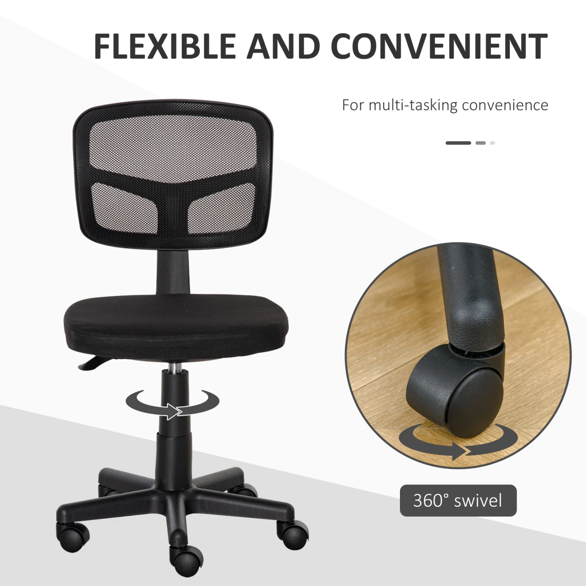 Vinsetto Office Chair Small Armless Ergonomic Breathable Mesh Back For Small Home Office by Vinsetto