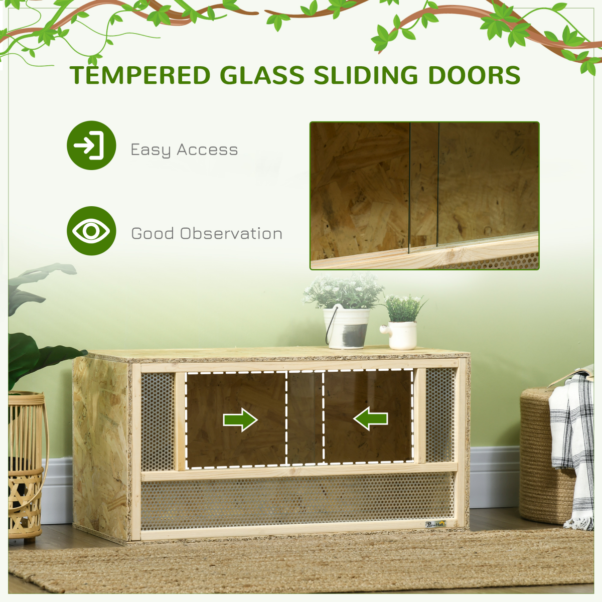 PawHut 80cm Reptile Terrarium Vivarium w/ Glass Sliding Doors, Breathable Mesh - from PawHut