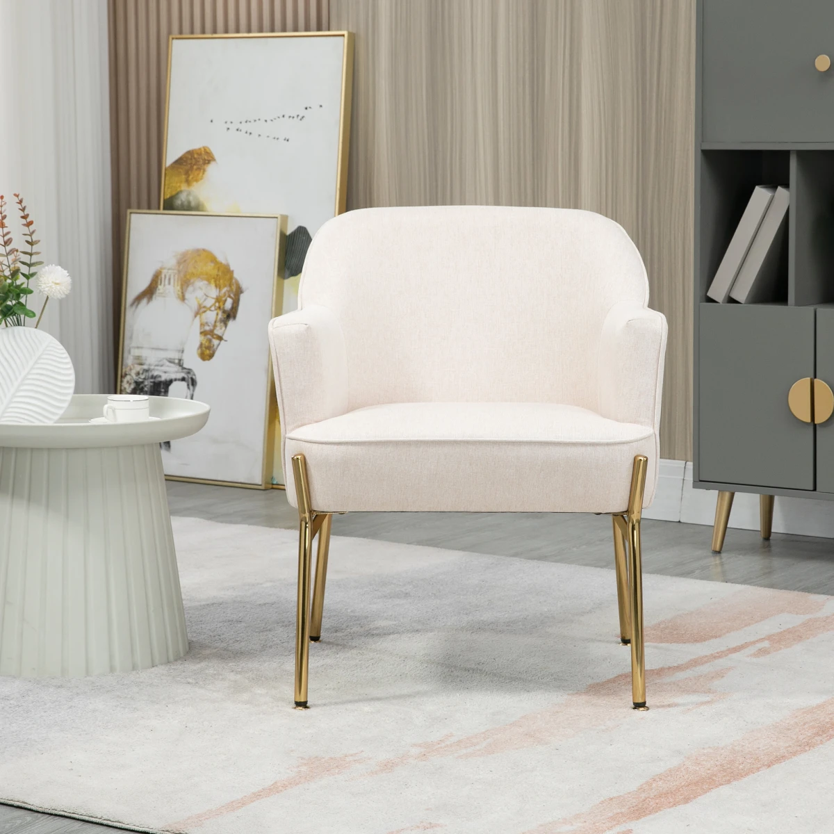 Premium Fabric Armchair Tub Chair Gold Legs For Living Room by HOMCOM