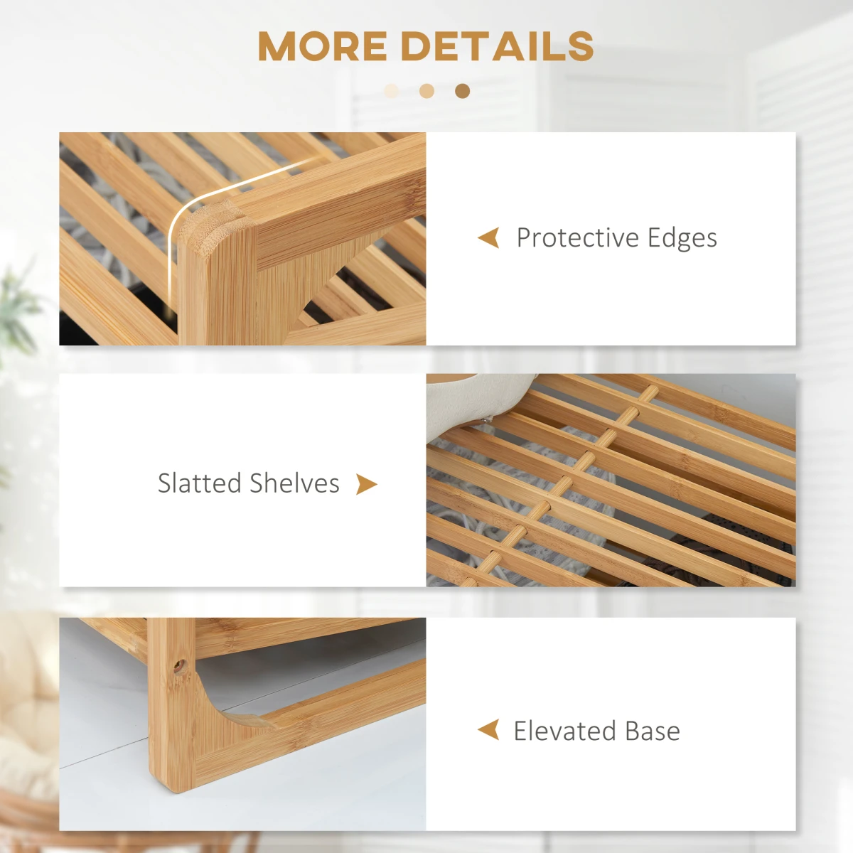 Bamboo Shoe Rack, 3-tier Shoe Storage Shelf for 9 Pair Shoes for Entryway by HOMCOM