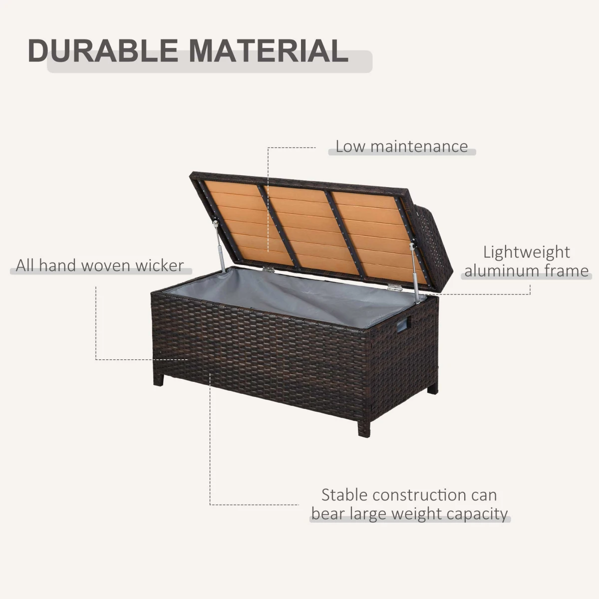 Outsunny Premium Rattan Chest 102x51x51 Waterproof Garden - Storage Box