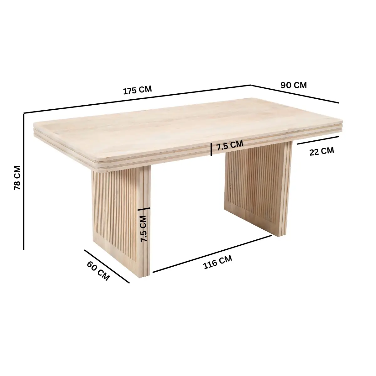 Indian Hub Hudson Carved Mango Wood Dining Table 6 Seater - Dining Table
