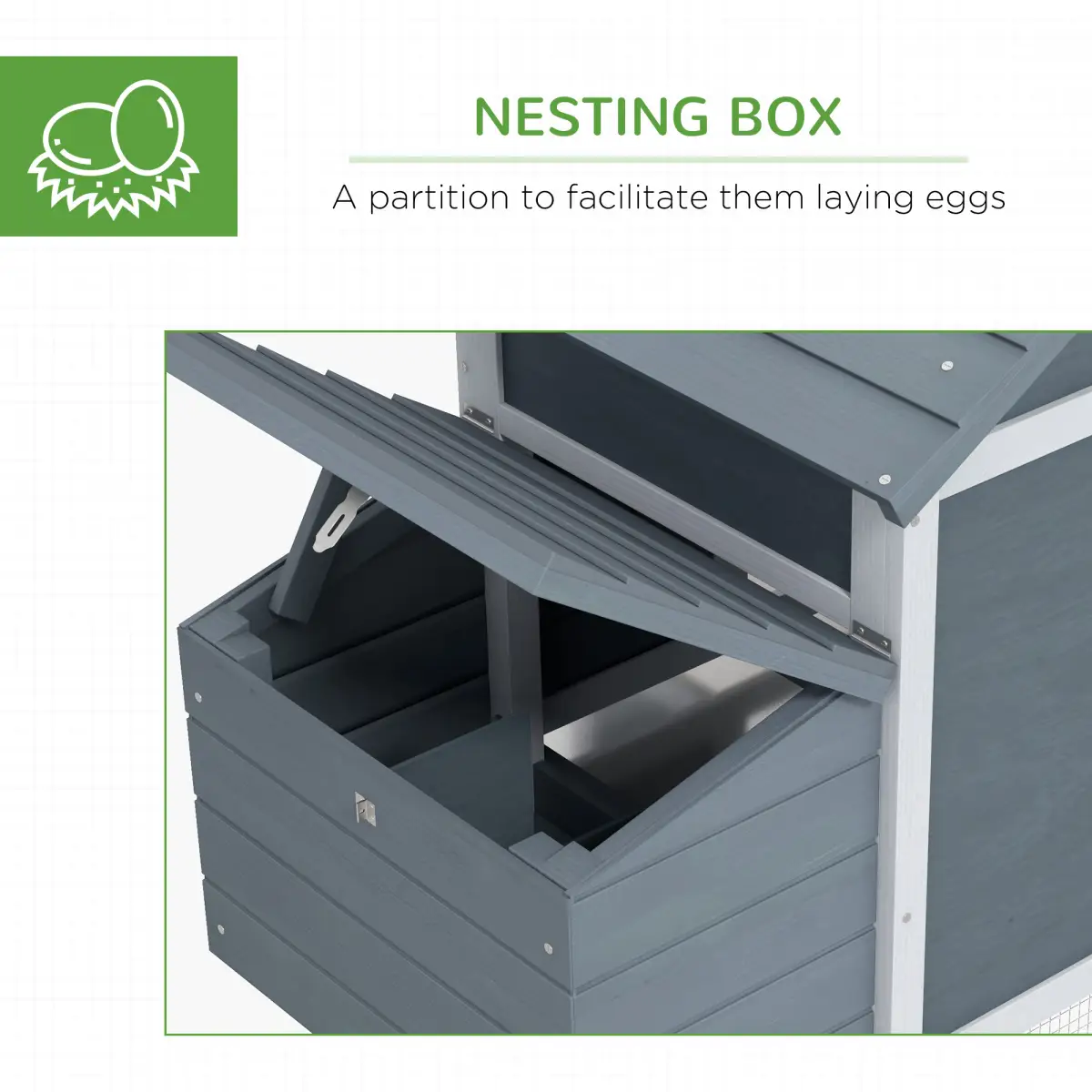 Pawhut Small Chicken Coop Hen Cage Nesting Box w/ Outdoor Run Grey 150.5 x 54 x 87 cm - Chicken Coop