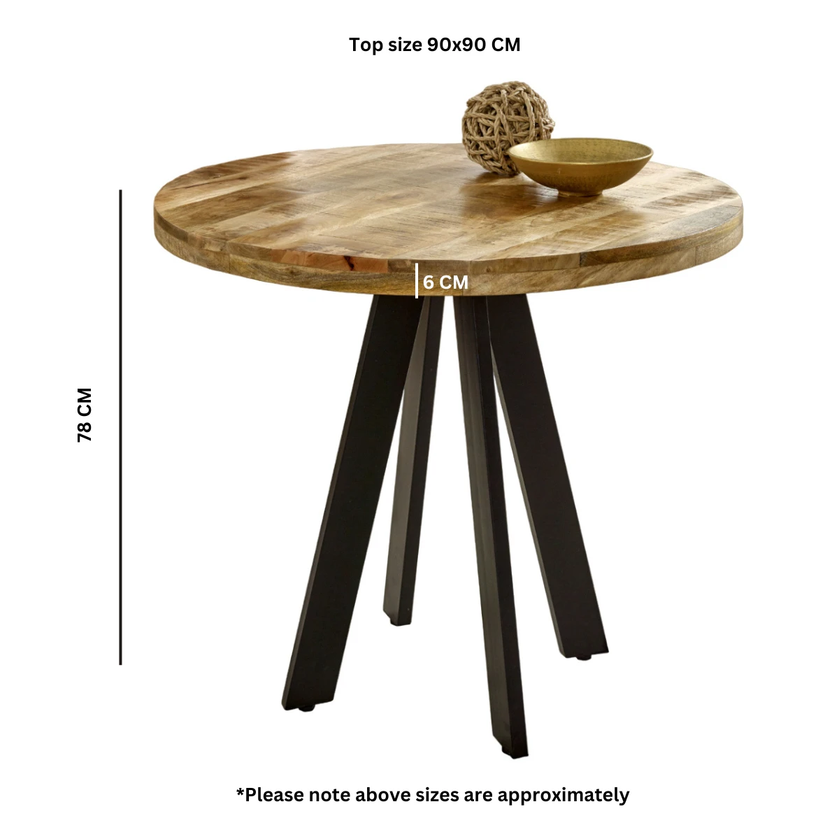 Surrey Round Dining Table 4 Seater Solid Mango Wood Home by Indian Hub