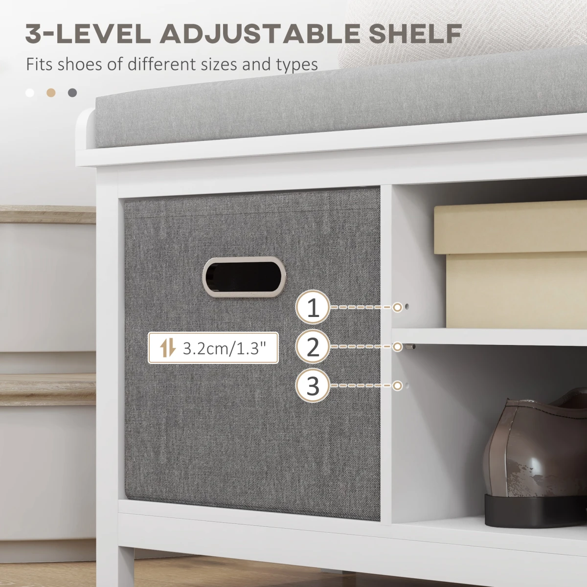 HOMCOM Shoe Bench Cushioned Seat Fabric Drawers by HOMCOM