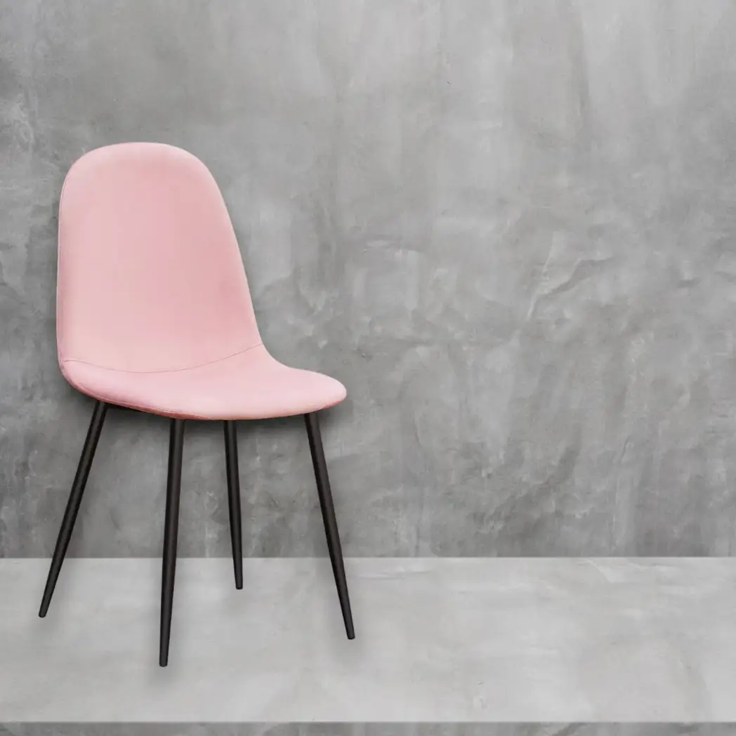 MSL PINK FABRIC CHAIR BLACK METAL LEGS - Dining Chairs