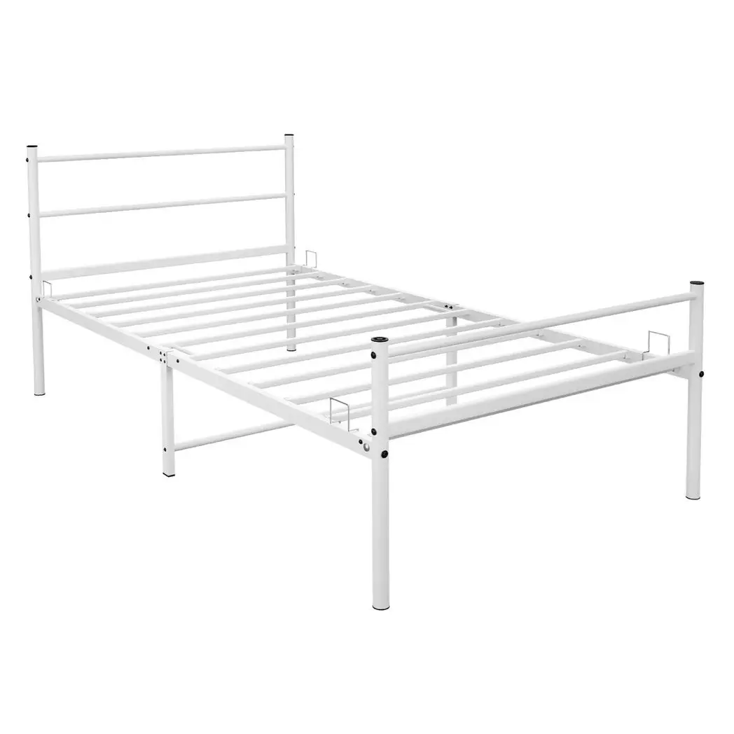 House of Home Extra Strong Single Metal Bed Frame In White - Improved - Bed Frames