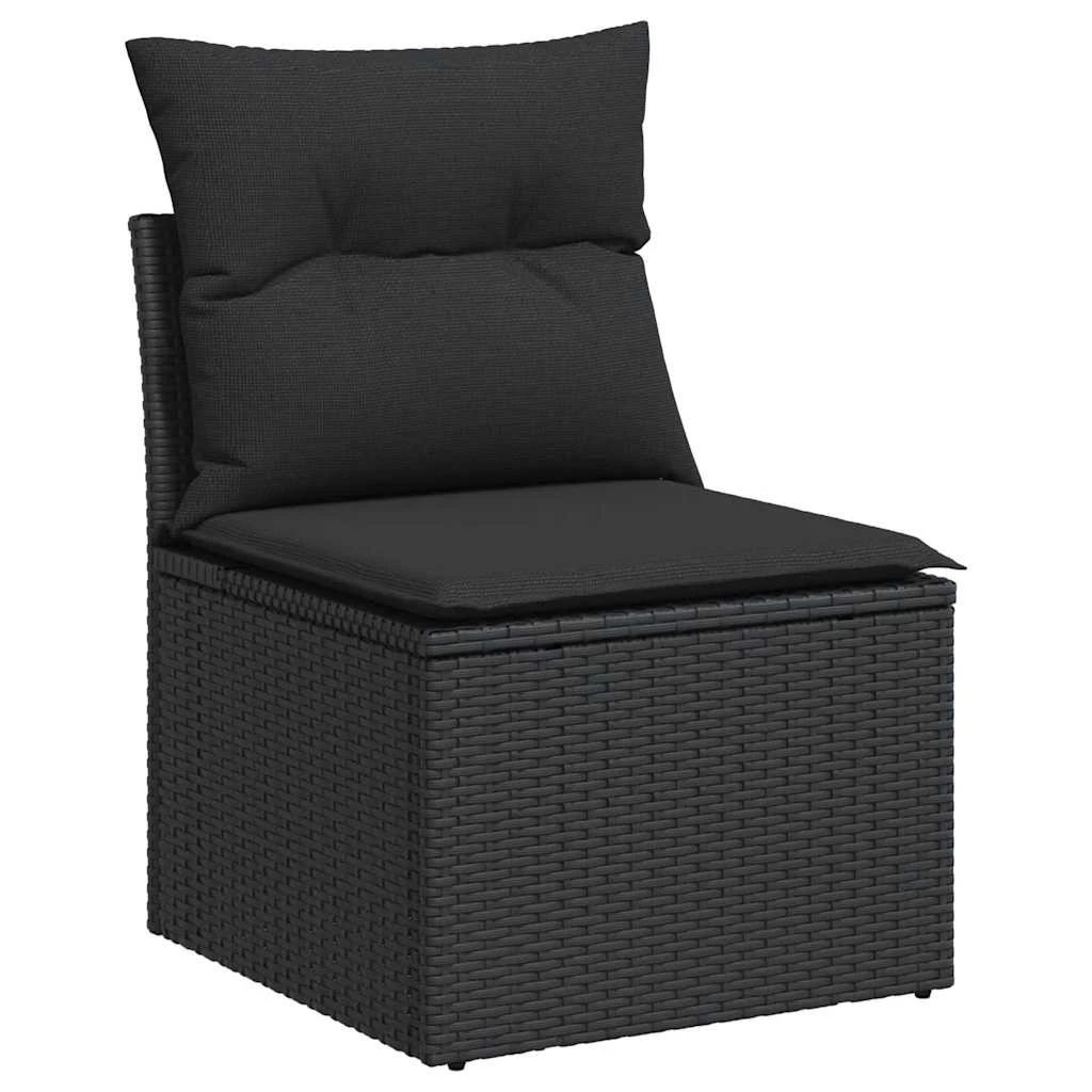 vidaXL 11 Piece Garden Sofa Set with Cushions Black Poly Rattan Acacia by vidaXL