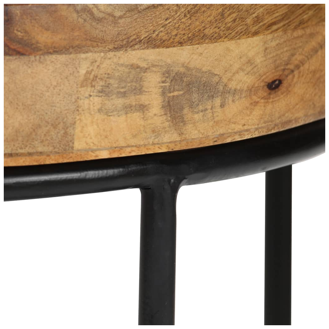 vidaXL vidaXL Round Coffee Table 50x40 Cm Solid Mango Wood And Steel Frame For Living Room - Coffee Table