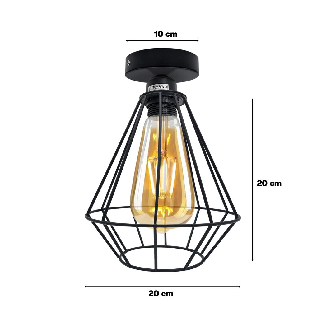 Industrial Wire Cage Ceiling Light E27 Holder by Un-branded