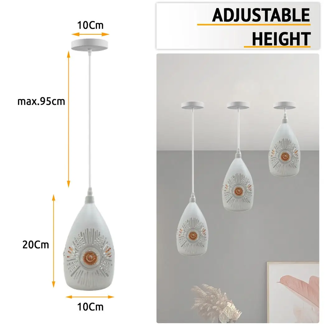 LEDSONE Vintage Industrial Ceiling Pendant Light, White Metal Shade Hanging Chandelier Lights - Pendant Lights