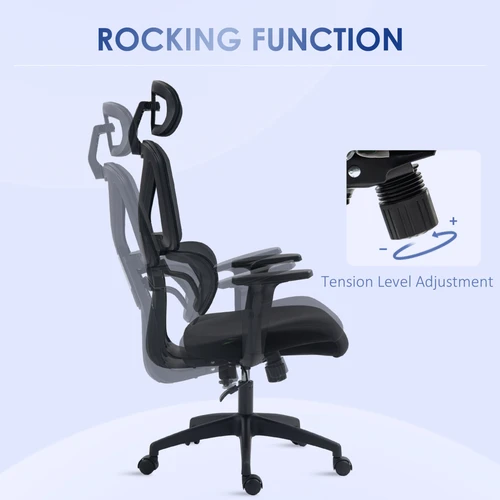Vinsetto Vinsetto Mesh Office Chair Swivel Desk Chair w/ Adjustable Height Headrest Black - Office Chair