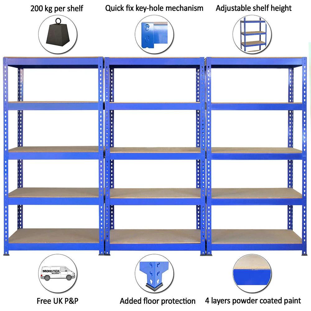 Q-Rax Blue Shelving Units - 90cm x 180cm x 50cm by Monster Shop