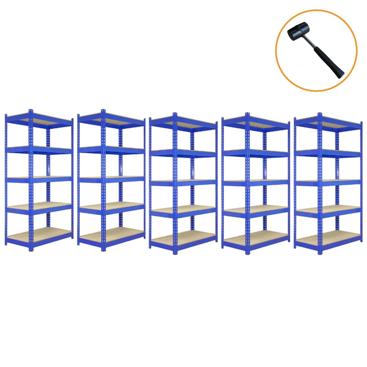 Monster Shop Q-Rax 3 x 90cm & 2 x 120cm Blue Metal Racking Units -