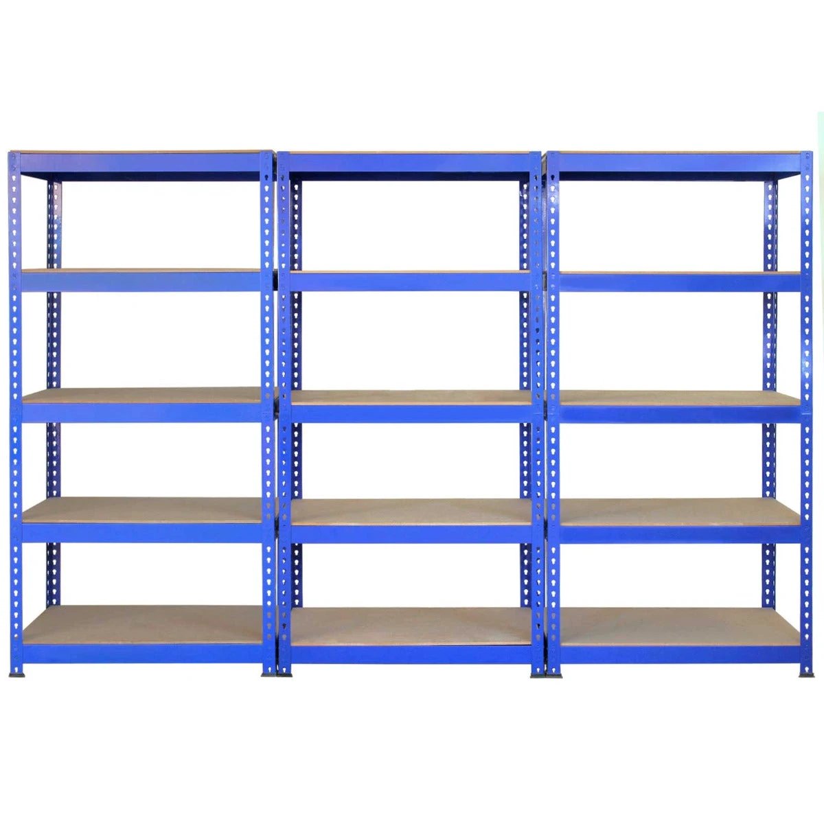 3 x 90cm Q-Rax Blue Metal Racking Units & Workbench & Mallet by Monster Shop