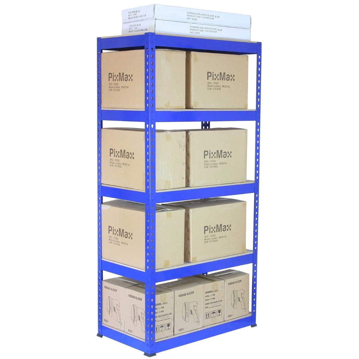3 x 90cm Q-Rax Blue Metal Racking Units & Workbench & Mallet by Monster Shop