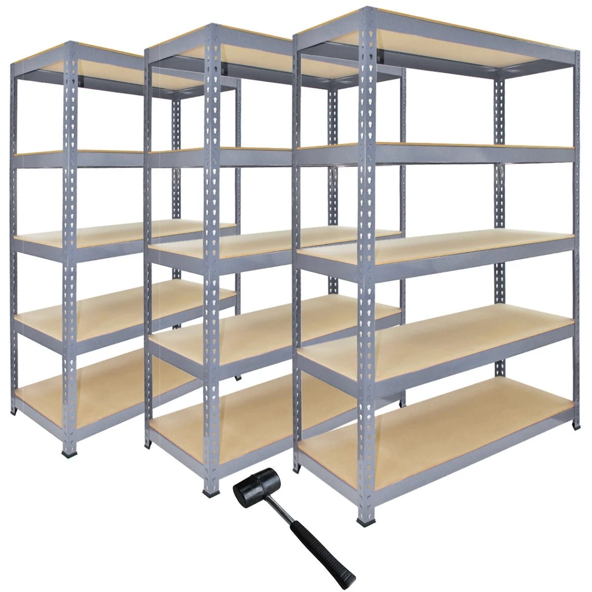3 x Q-Rax Grey Metal Racking Units 120 x 50 x 180cm by Monster Shop