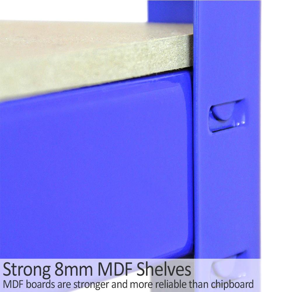 Monster Shop Monster Racking T-Rax Metal Storage Shelves, Blue, 90cm W, 45cm D, Set of 5 -
