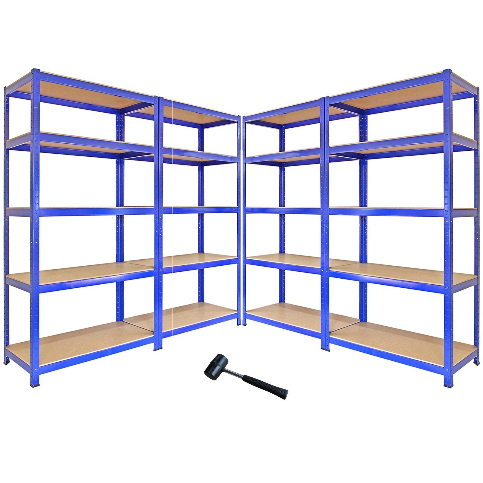 Monster Racking T-Rax Metal Storage Shelves, Blue, 90cm W, 45cm D, Set of 4 by Monster Shop