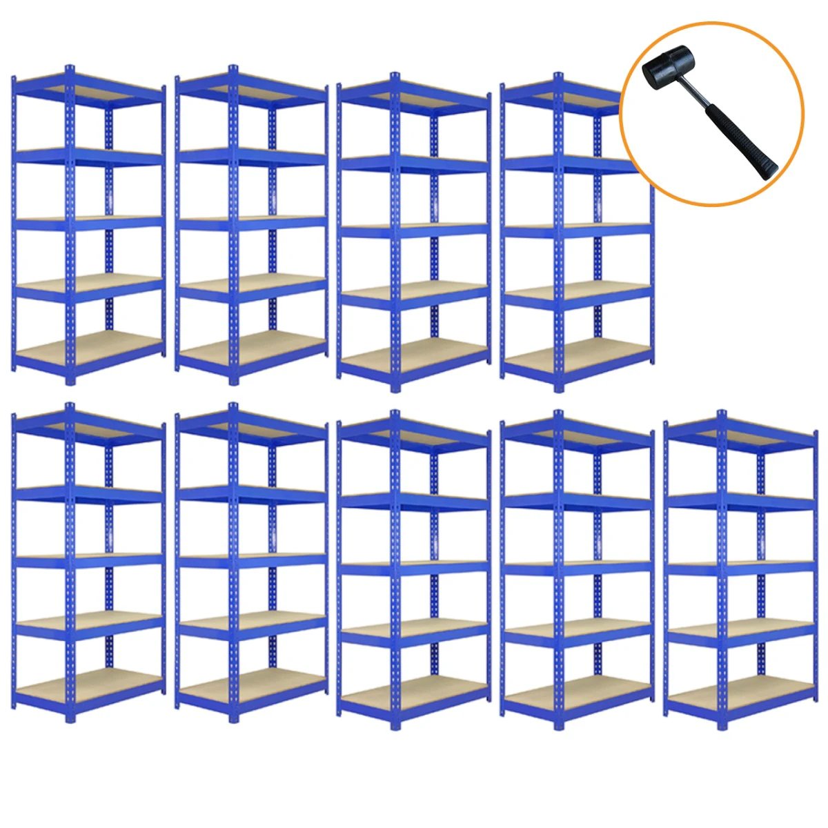 Monster Shop 9 x T-Rax Blue Metal Racking Units 90cm x 45cm x 180cm -