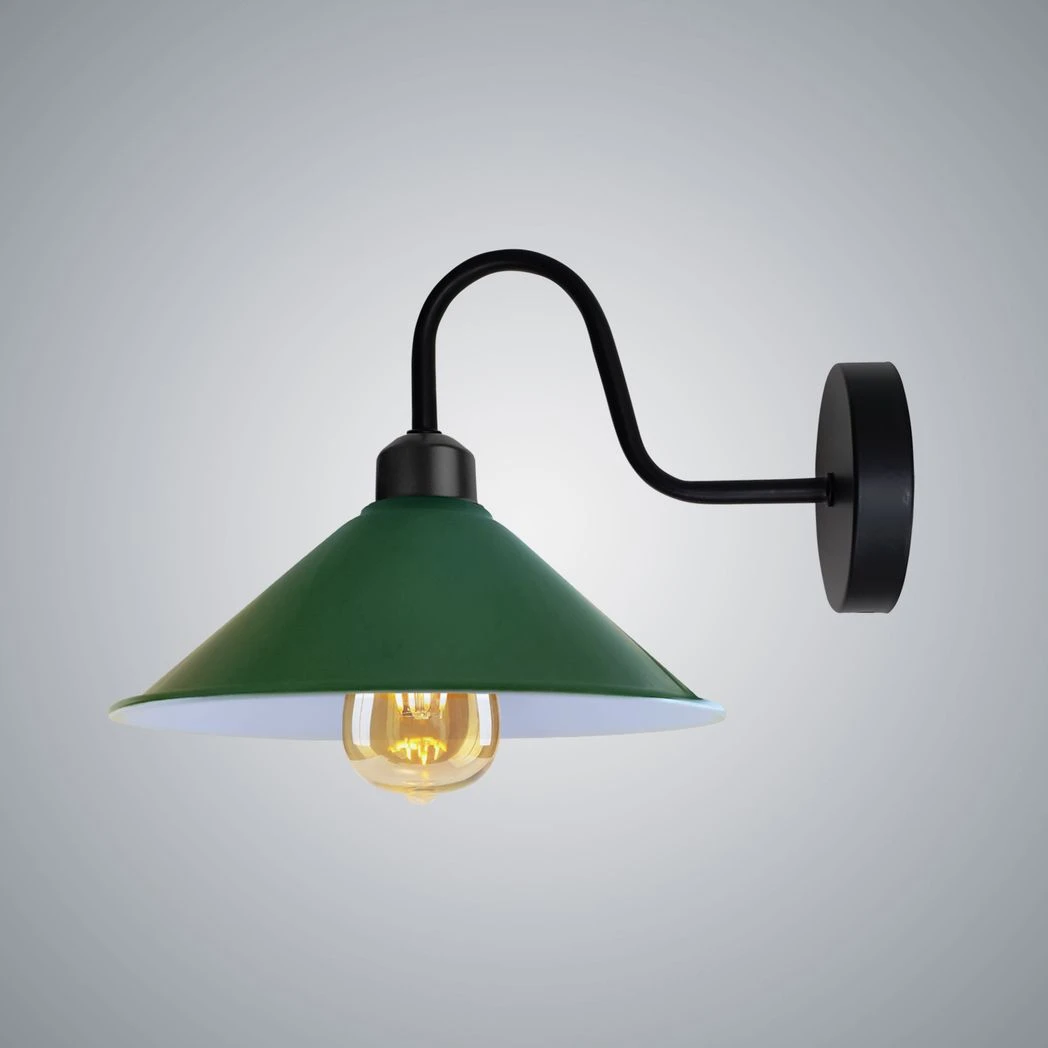 Eco Wall Light Fixture E27 Cone Shade Swan Neck For Home by Un-branded