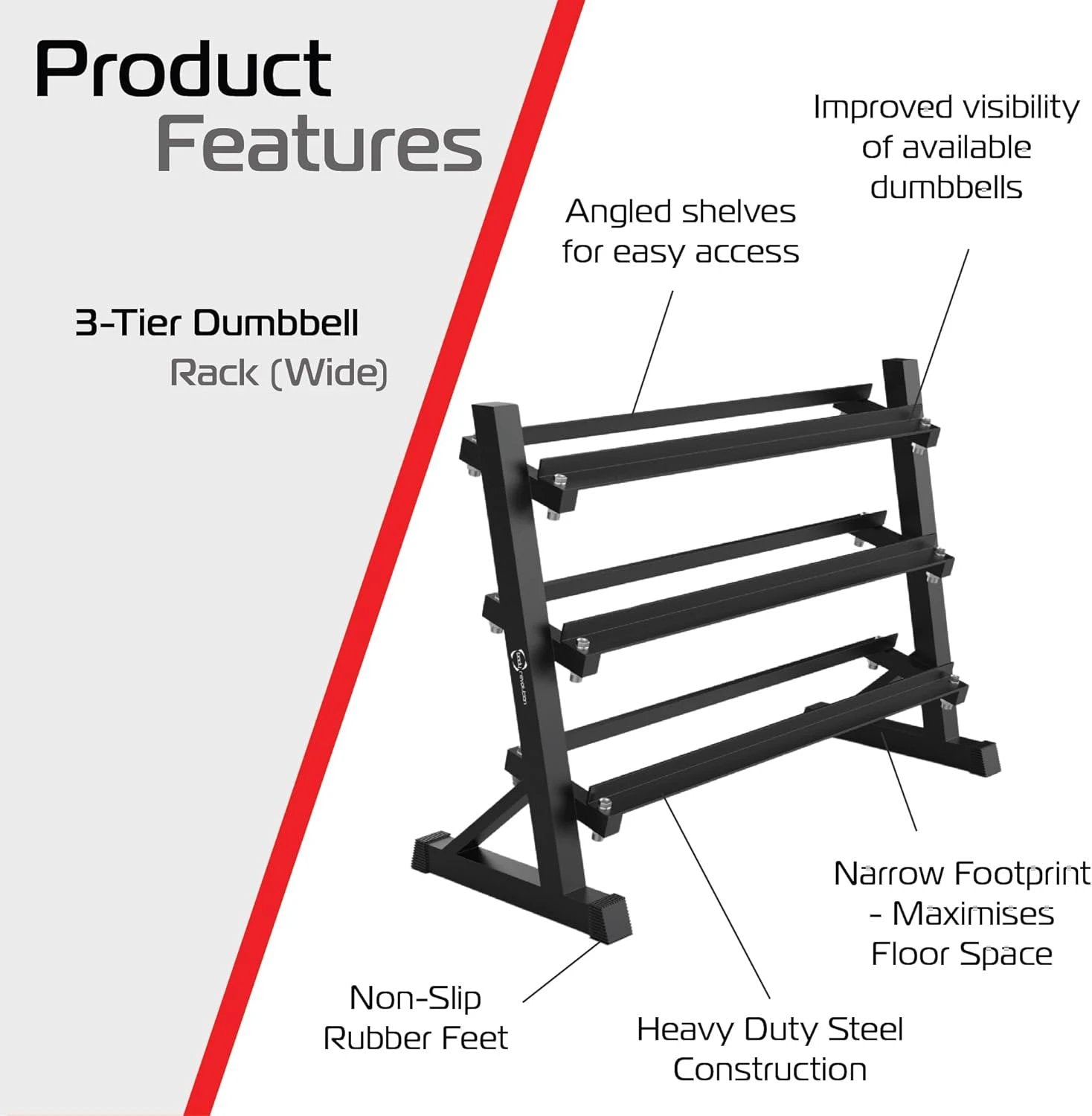 Dumbbell Rack Wide 3 Tier by Monster Shop