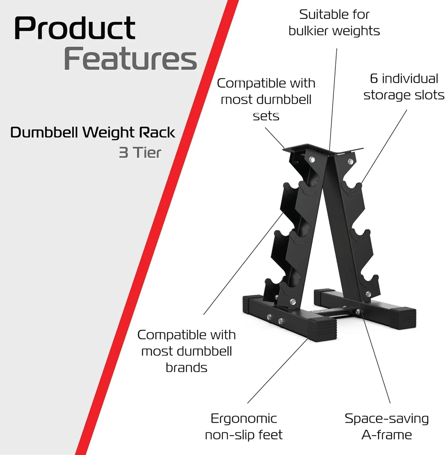 Monster Shop 3 Tier Hex Dumbbell Weight Rack -