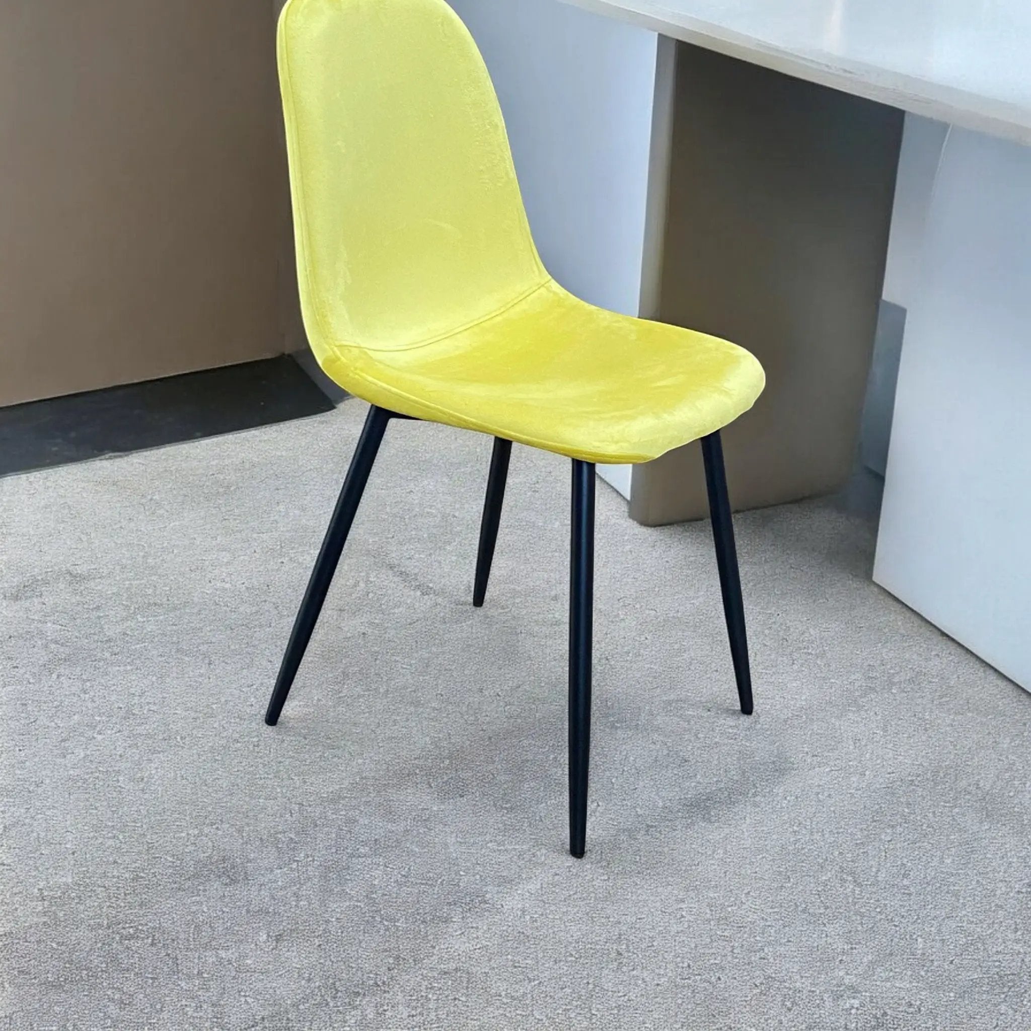 MSL YELLOW FABRIC CHAIR BLACK METAL LEGS - Dining Chairs