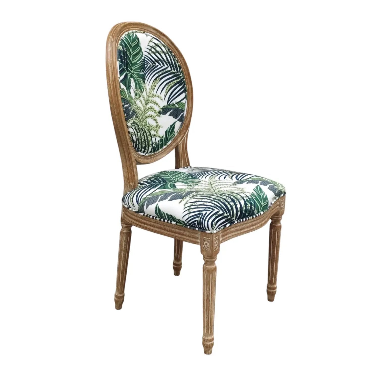 MSL 97CM PALM LEAF FABRIC LOUIS CHAIR - Dining Chairs