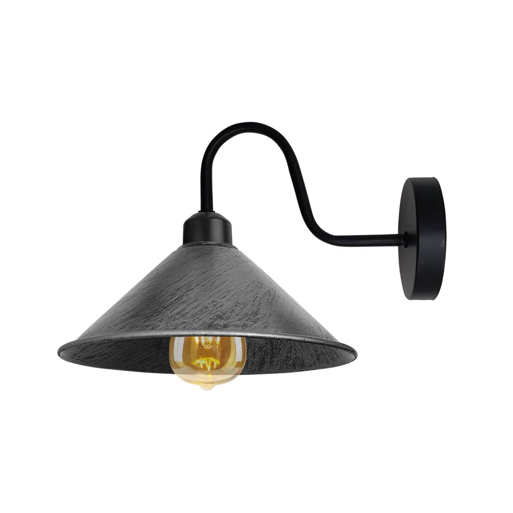 Brushed Silver Wall Light Fixture 12cm Cone Shade Hallway by Un-branded