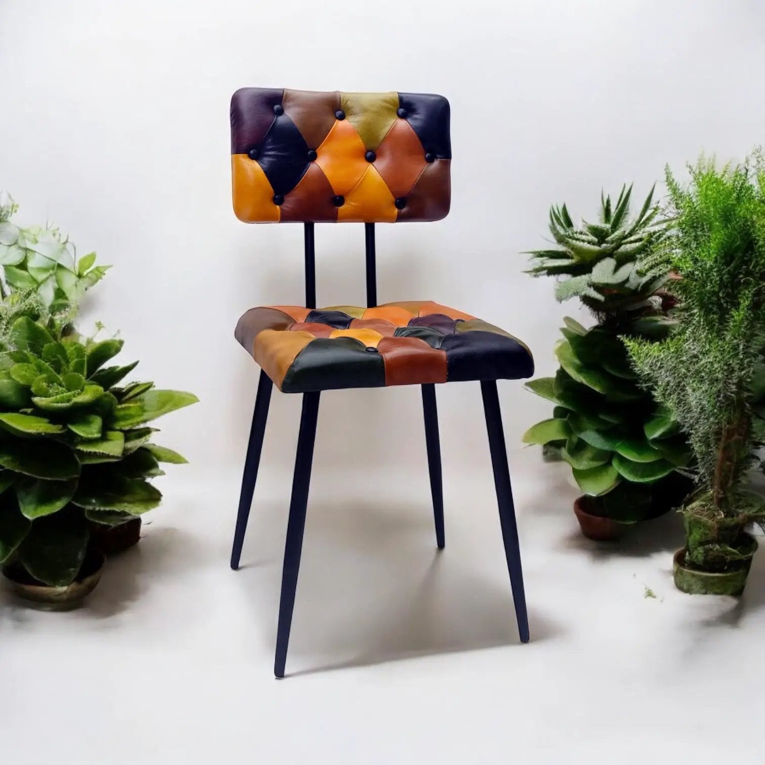 MSL 85CM LEATHER CHAIR Harlequin diamond pattern - Dining Chairs