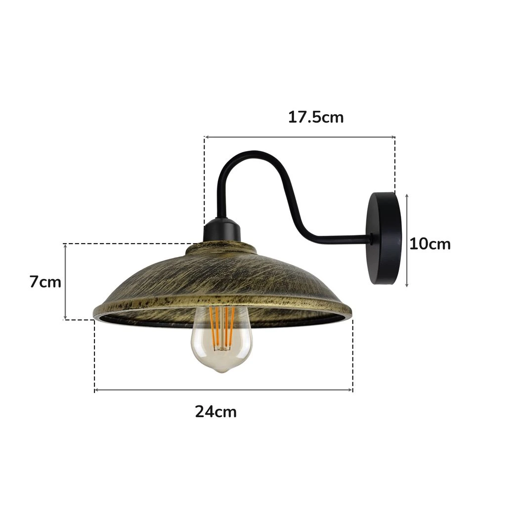 Brushed Brass Wall Light Swan Neck Hemisphere For Bedroom by Un-branded