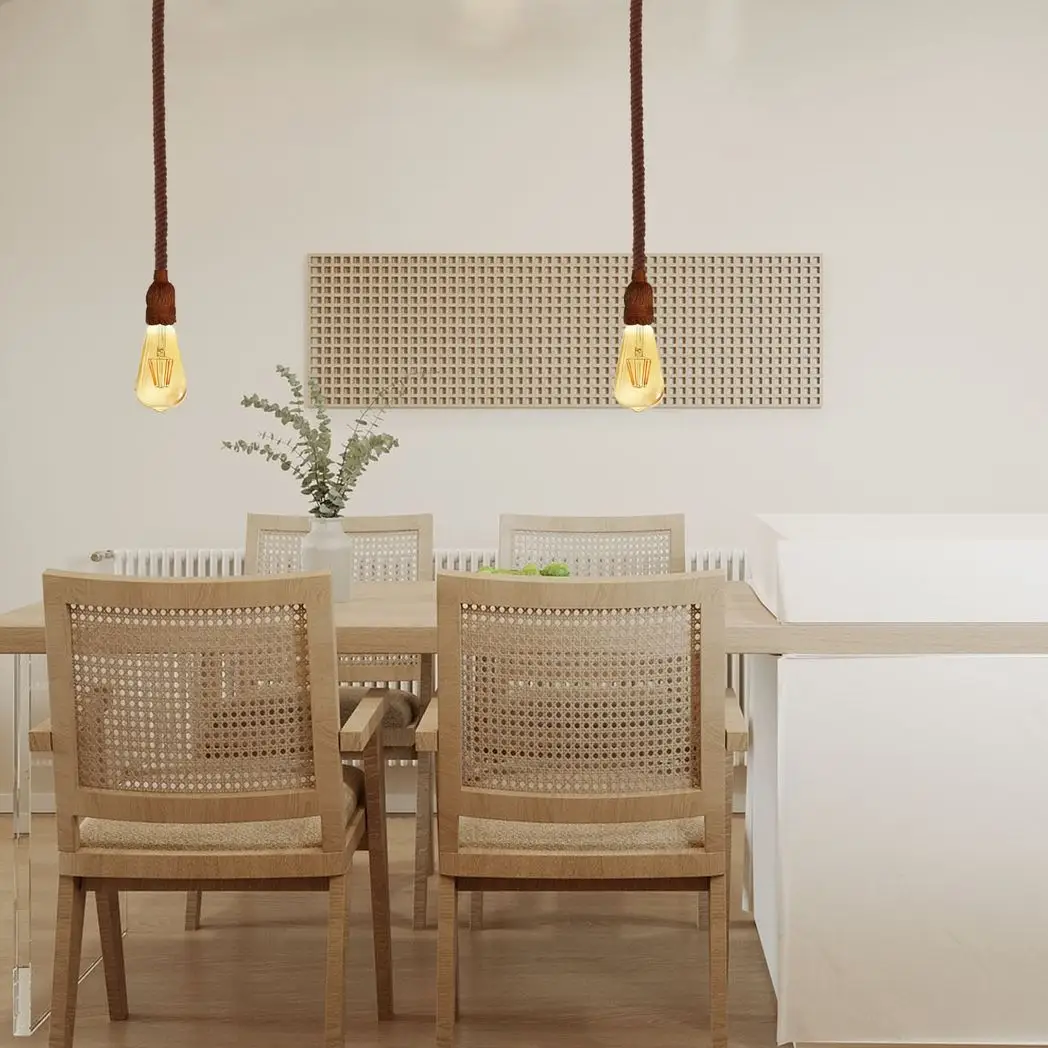 LEDSONE Vintage Ceiling Pendant Light 1m Brown Colour Hemp Rope Hanging Lamp Lights - Pendant Lights