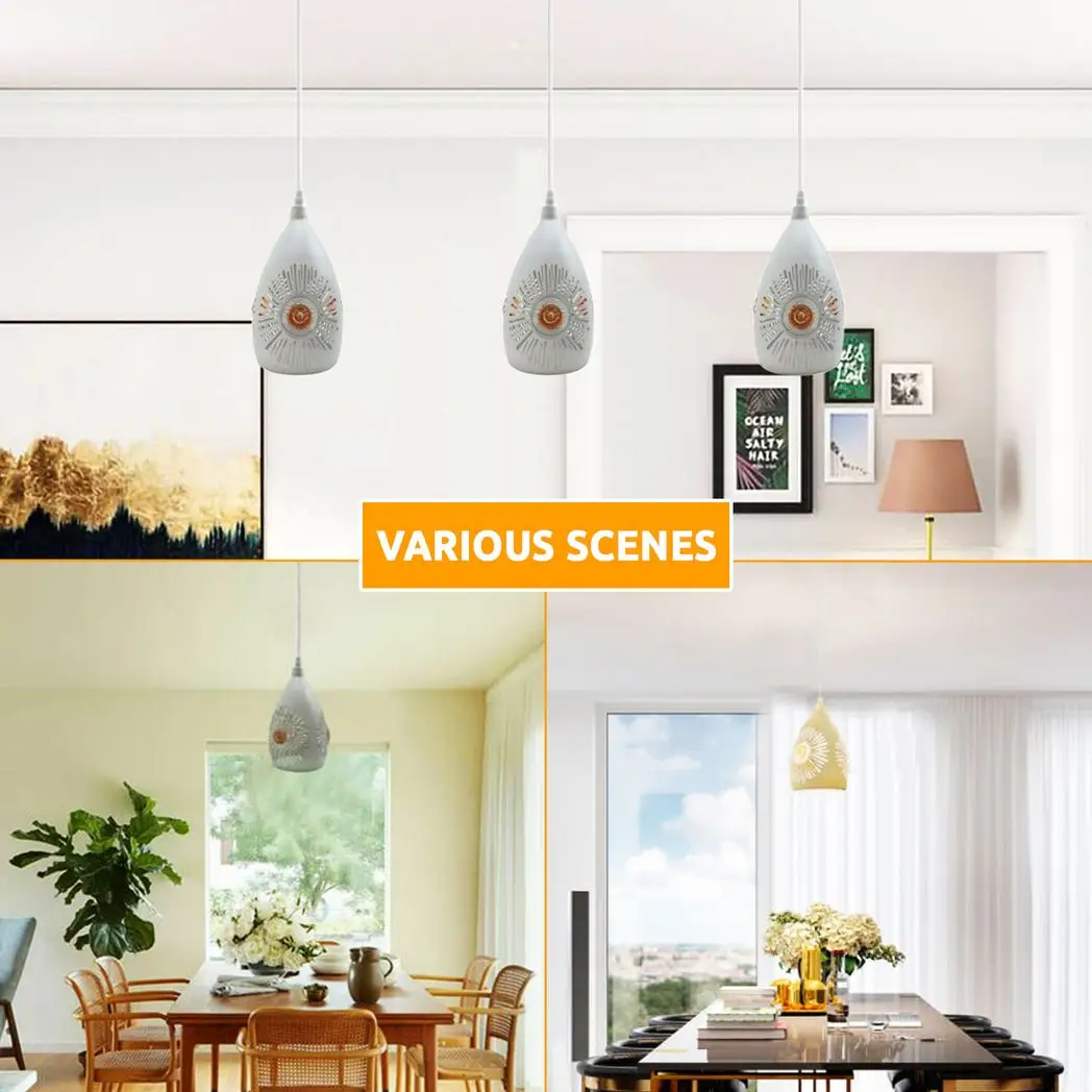 LEDSONE Vintage Industrial Ceiling Pendant Light, White Metal Shade Hanging Chandelier Lights - Pendant Lights
