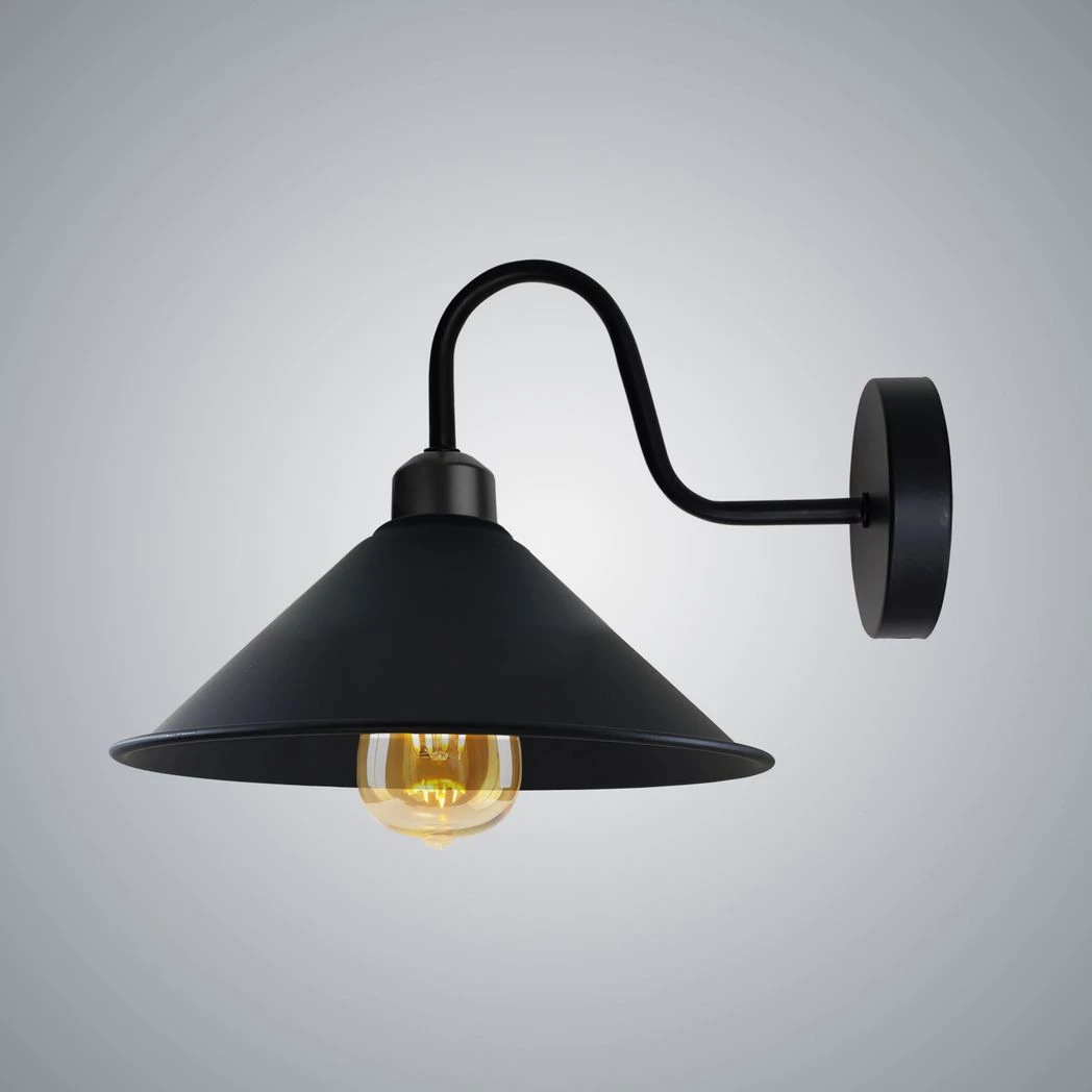 Premium Wall Light 8In Cone Shade Swan Neck E27 For Home by Un-branded