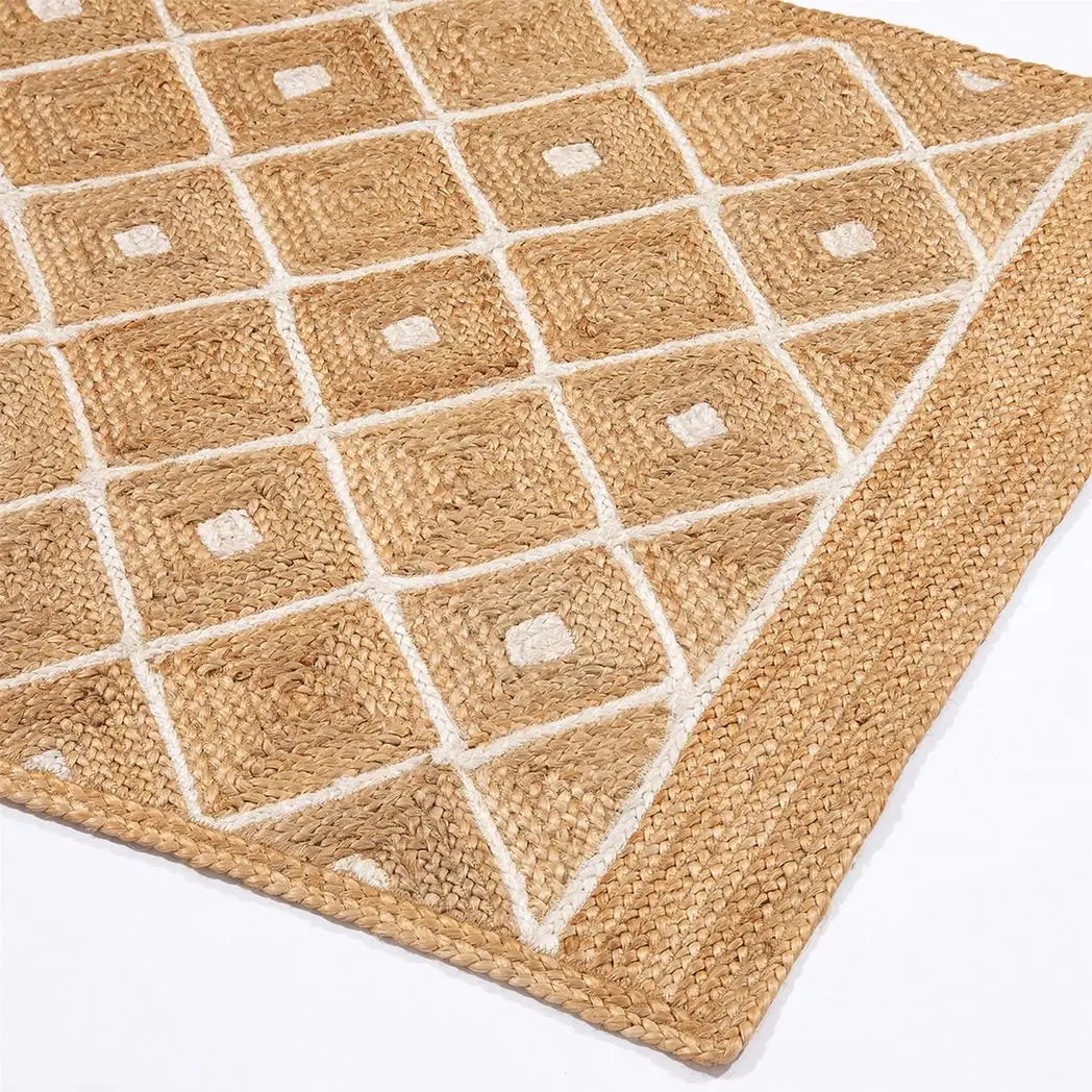 Esselle Home Prestbury Diamond Handbraided 120x170cm Natural Rug - Rug
