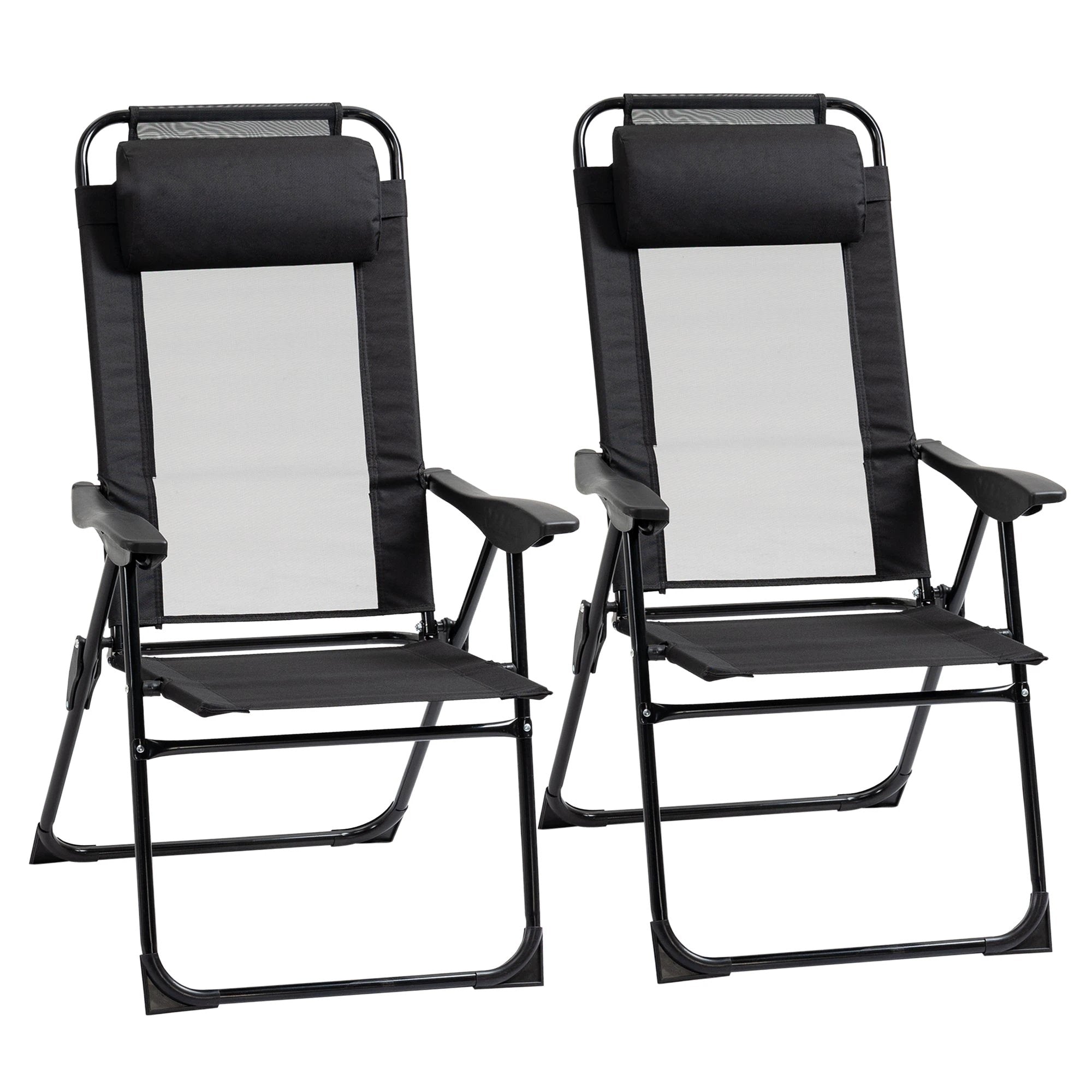 2 Portable Folding Recliner Outdoor Patio Chaise Lounge Chair with Backrest by Outsunny