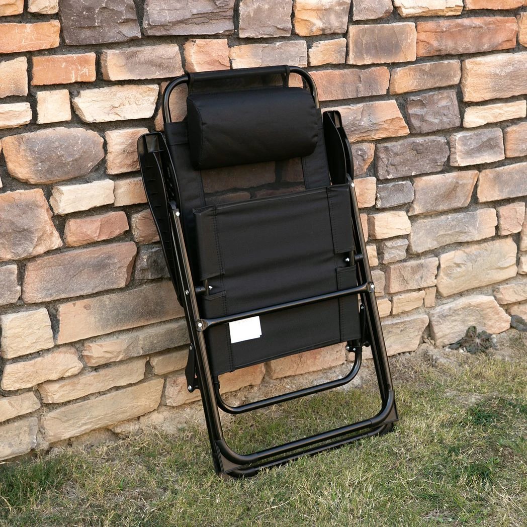2 Portable Folding Recliner Outdoor Patio Chaise Lounge Chair with Backrest by Outsunny
