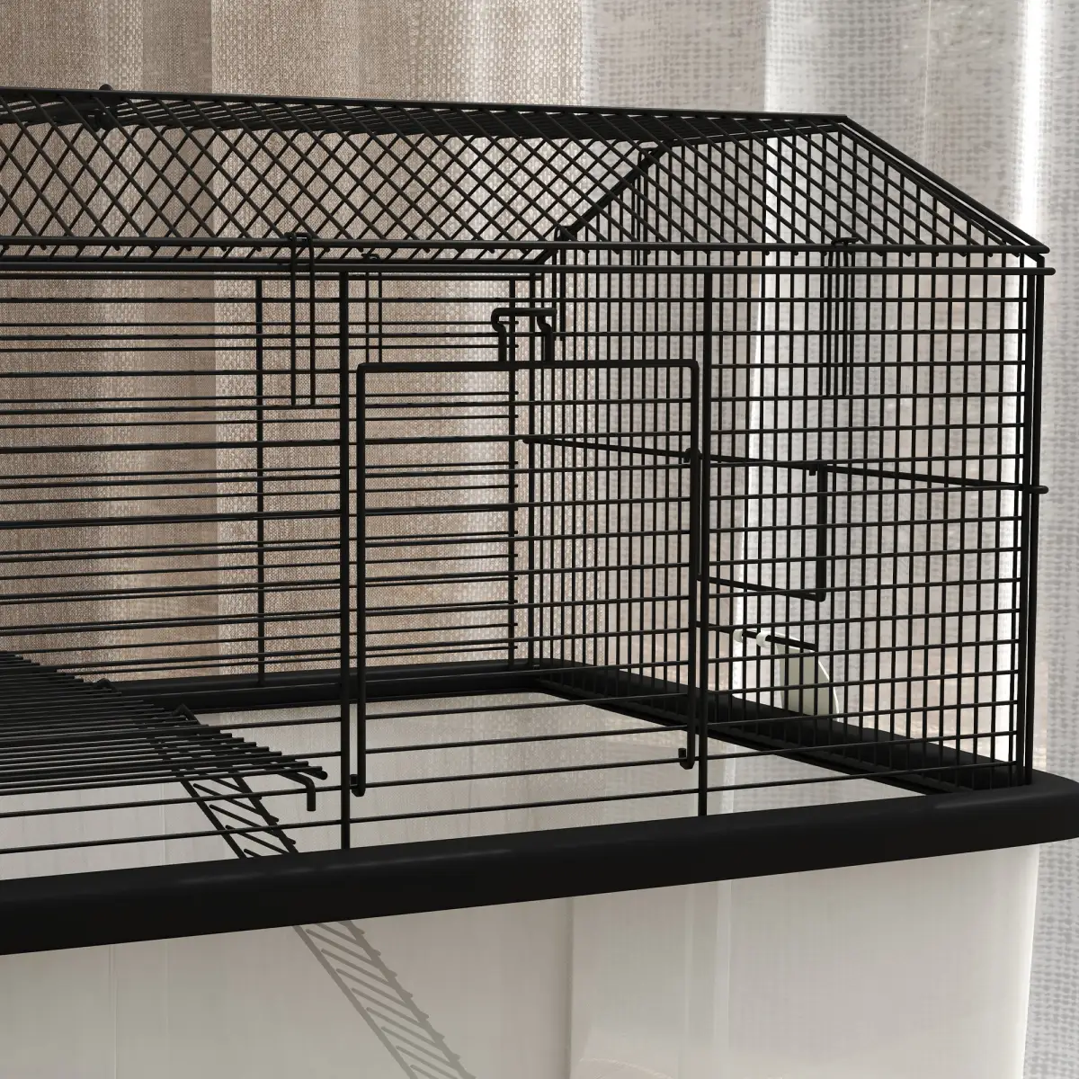PawHut PawHut Hamster Cage, Two-Tier Gerbil Cage w/ Deep Bottom, Ramp, Food Dish - Pet Cage