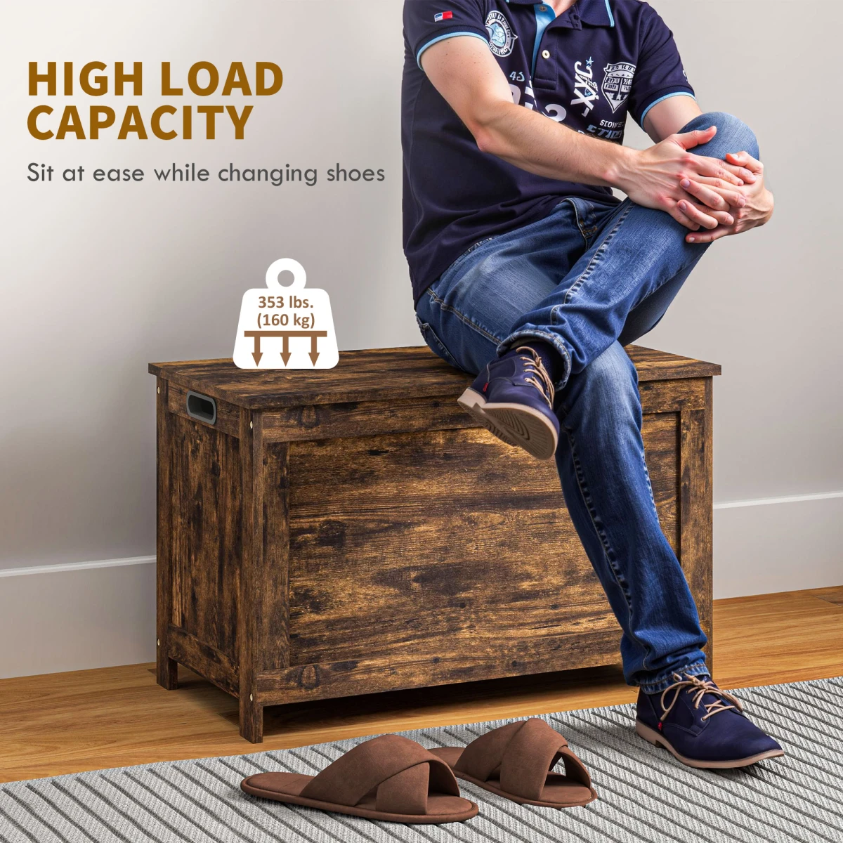HOMCOM HOMCOM Storage Chest Bench 2 Hinges Living Room - Storage Box